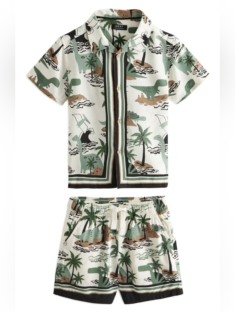 next Cream Tropical Dinosaur Short Set size 3-4 years